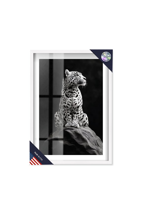Phantom Feline II Shadowbox Print Animal Art Prints by Notoriart, White Frame, 25 x 37