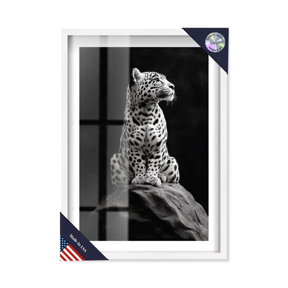 Phantom Feline II Shadowbox Print Animal Art Prints by Notoriart, White Frame, 37 x 55