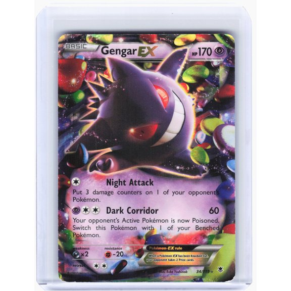Phantom Forces Gengar EX Holo Ultra Rare #34/119 Pokemon Card Heavily Played Poor Damaged Trading Card