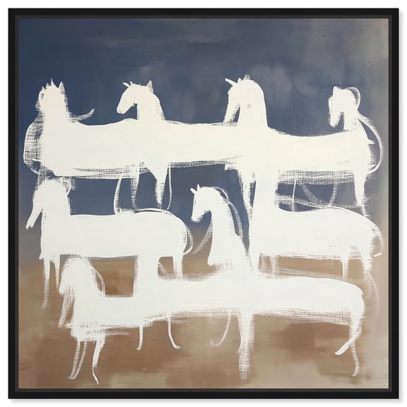 Phantom Herd Canvas Boho Wall Art by Art Remedy, Black Frame, 40 x 40