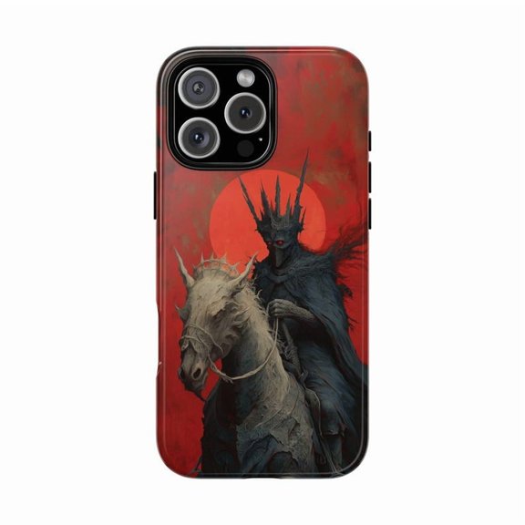 Phantom Knight iPhone Case Fiery Sky Medieval Warrior for iPhone 17 16 15 14 13 12 11 Pro Max