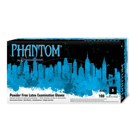 Phantom® Latex Powder Free 6 Mil Exam Gloves Black Sm - Case of 1000