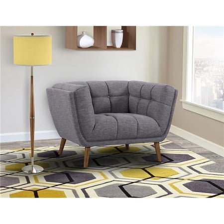Phantom Mid-Century Modern Chair in Dark Gray Linen Walnut Legs