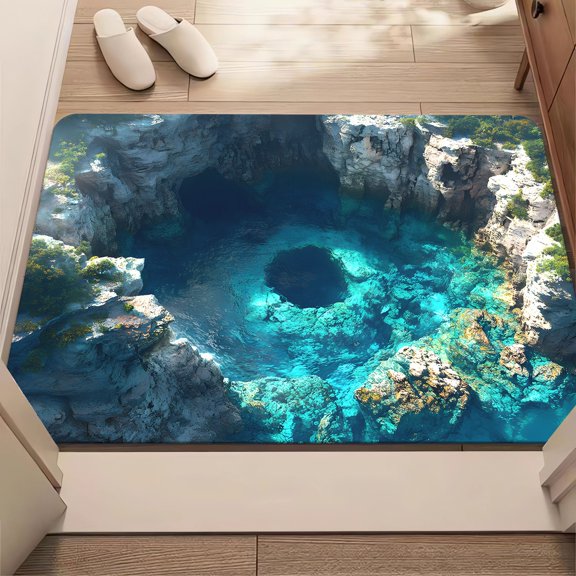 Phantom Pattern Print Flannel Floor Mat Non Slip Washable Rug Home Decor