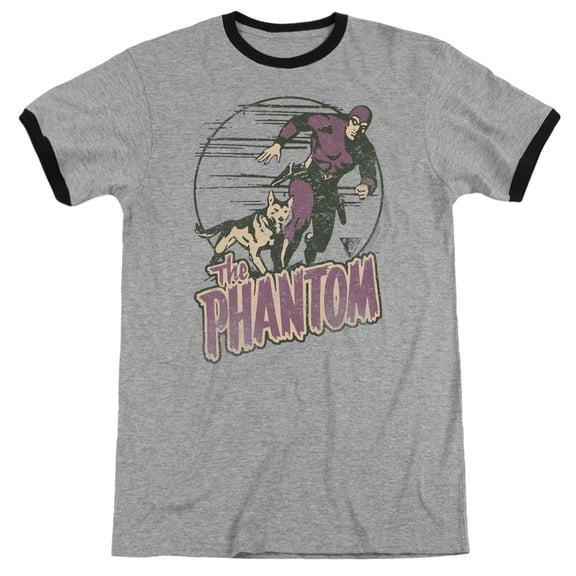 Phantom Phantom And Dog Adult Ringer T-Shirt Heather Black