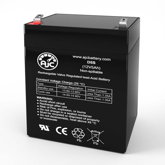 Phantom Power BT-12V-5AF2 12V 5Ah Sealed Lead Acid Battery - This Is an AJC Brand Replacement