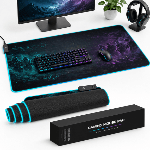 Phantom Protocol RGB Gaming Mouse Pad Large Extended XXL Desk Mat