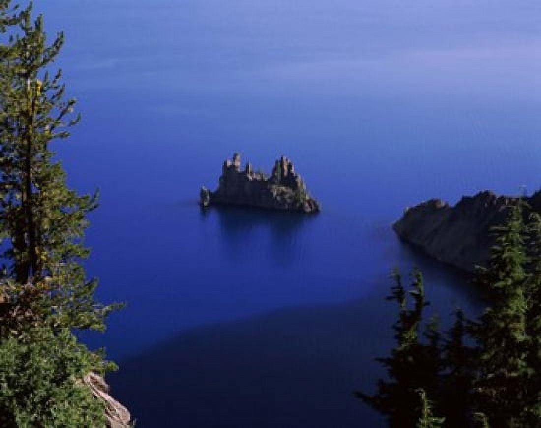 Phantom Ship island viewed from Sun Notch overlook Crater Lake Crater Lake National Park Oregon USA Canvas Art - Panoramic Images (36 x 29)