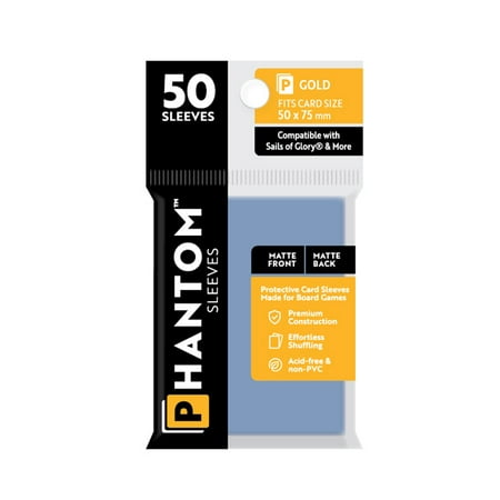 Phantom Sleeves: "Gold Size" (50mm x 75mm) - Matte/Matte (50) (Compatible with: Sails of Glory® and More)