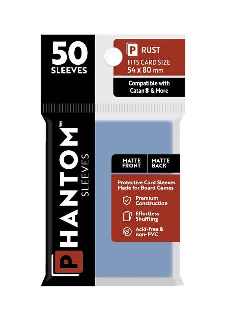 Phantom Sleeves: "Rust Size" (54mm x 80mm) - Matte/Matte (50) (Compatible  with: Catan and More)