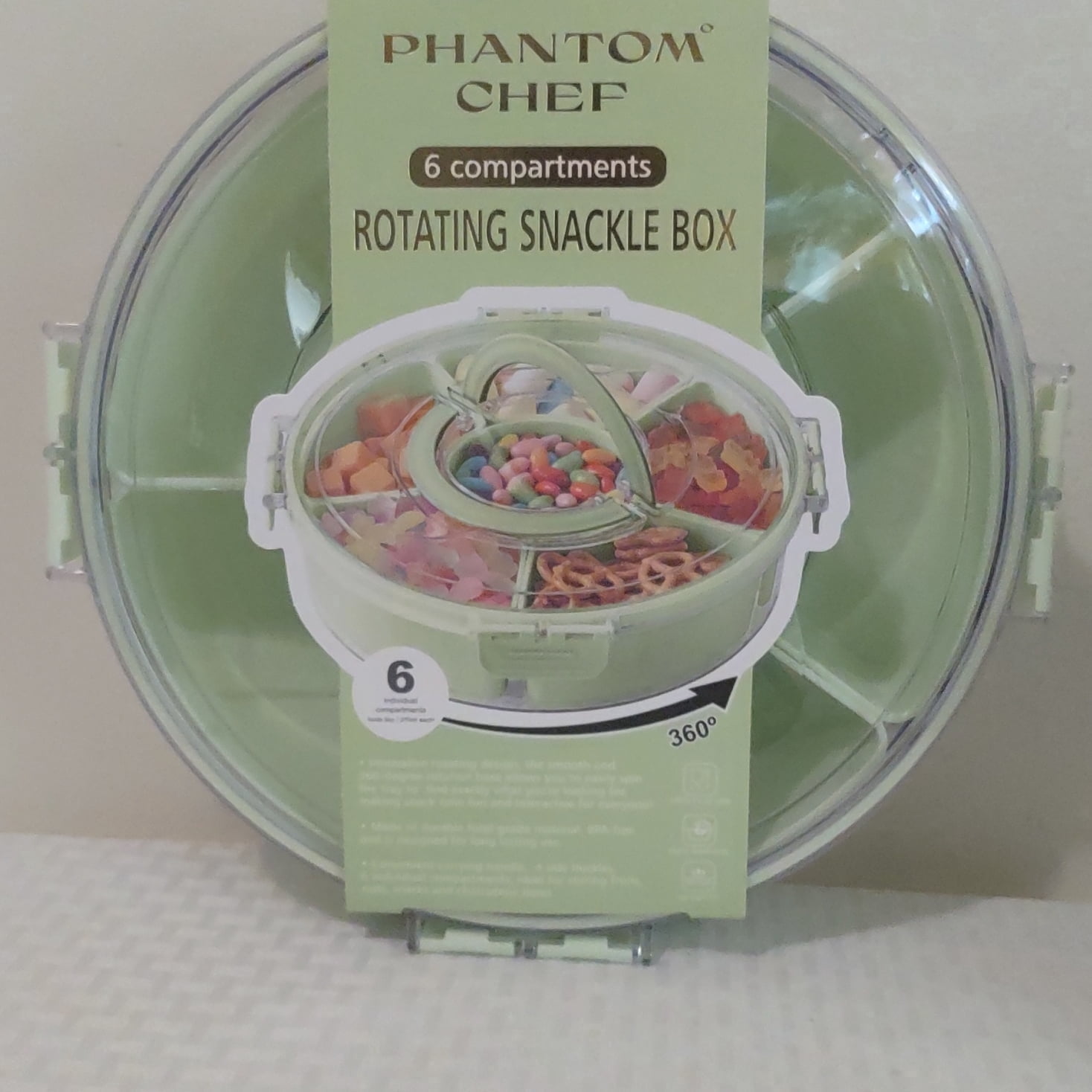 Phantom chef 6 compartments rotating snackle Box - Walmart.com