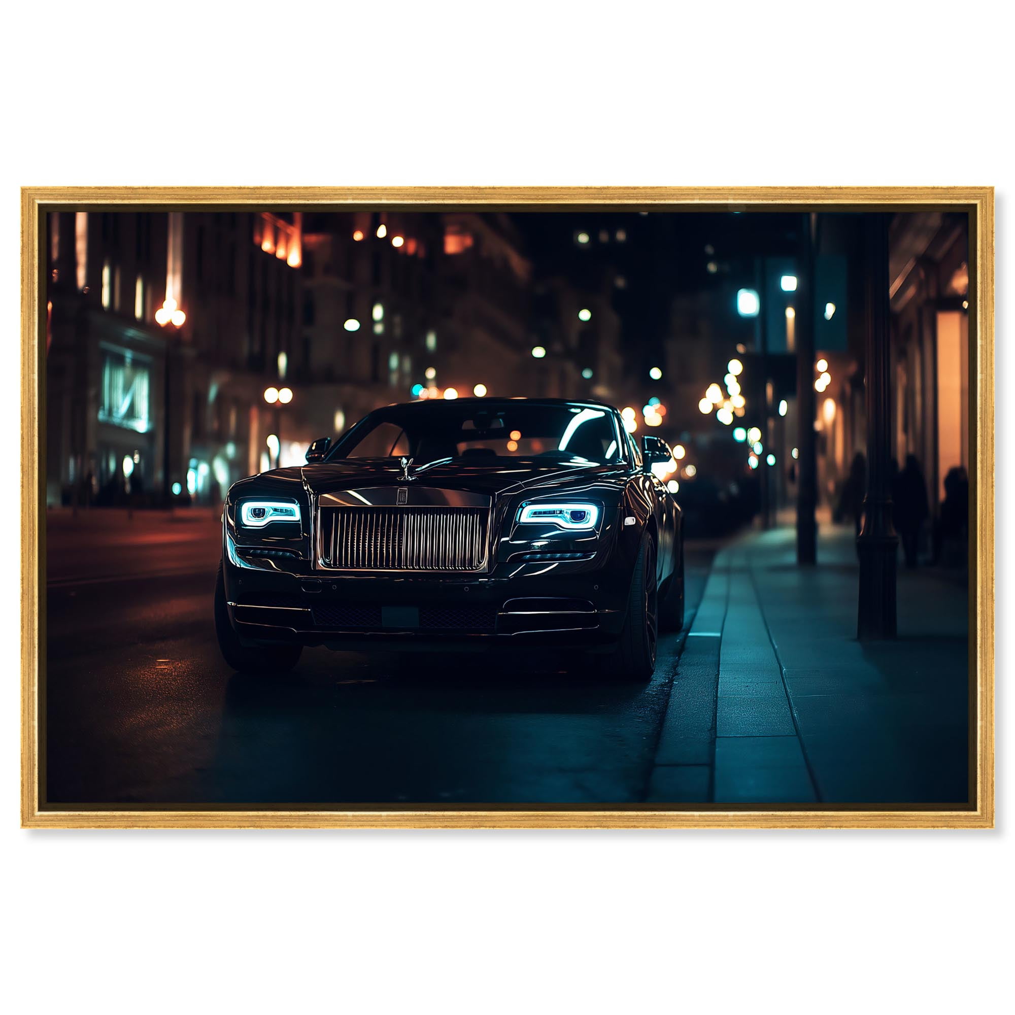 Phantom's Gleam Canvas Luxury Cars Prints by Art Remedy, Gold Frame, 54 ...