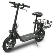 Phantomgogo Commuter R1 - Electric Scooter for Adults - Foldable Scooter with Seat & Carry Basket - 450W Brushless Motor 36V - 15MPH 265lbs Max Load E Mopeds for Adults Black