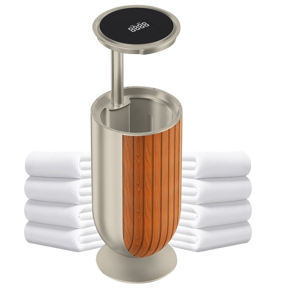 Phantomgogo Electric Towel Warmers for Bathroom Towel Heater Bucket Blanket Warmers for Home Large Bathrobes Warmer with Automatic Lift Cover Towel Warmer (Gold)