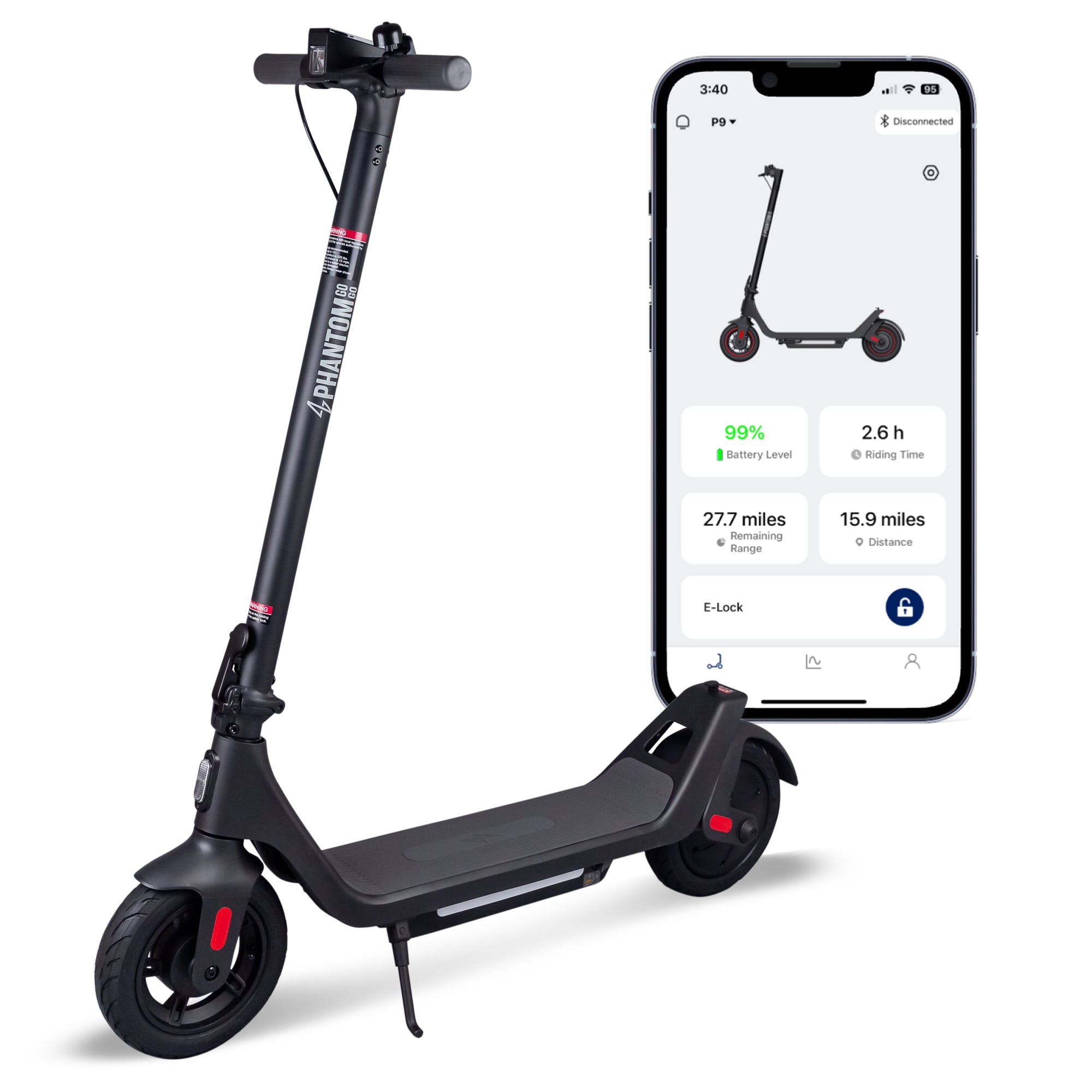 Phantomgogo A10 Black Foldable Electric Smart Scooter