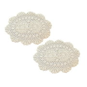 Phantomon Lace Doilies Handmade Crochet Placemats Cotton Cloth Oval Shape