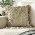 thumbnail image 1 of Phantoscope Handmade Crochet Woven Series Boho with Tassels Decorative Cotton Throw Pillow,18" x 18",Beige, Square, 1 Pack, 1 of 5