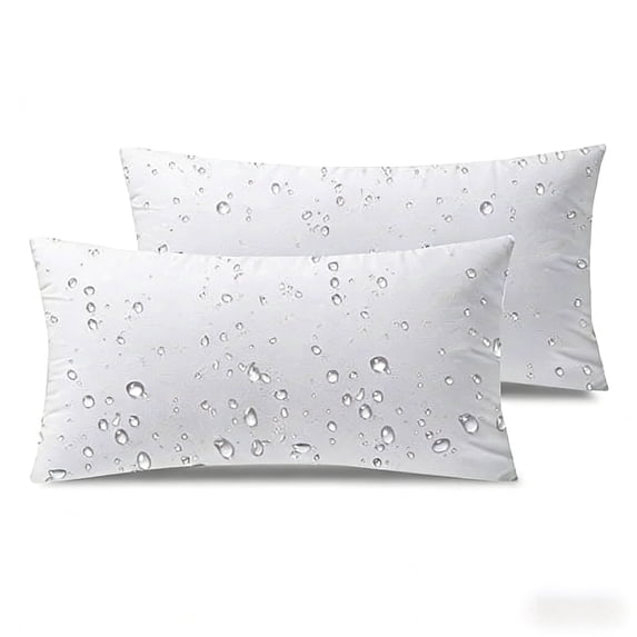 Phantoscope 12x20 Waterproof Outdoor Throw Pillow Inserts, 2 Pack Rectangular All-Weather Polyester Filled Cushions for Patio Sofa