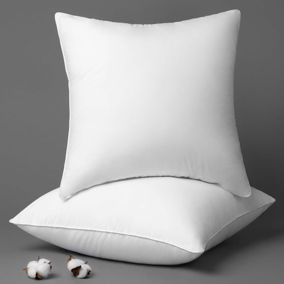 Phantoscope 16x16 Throw Pillow Inserts Set of 2, 100% Cotton Cover Decorative Square Pillow Forms, Soft Fluffy Hypoallergenic Cushion Inserts for Couch Sofa Bed