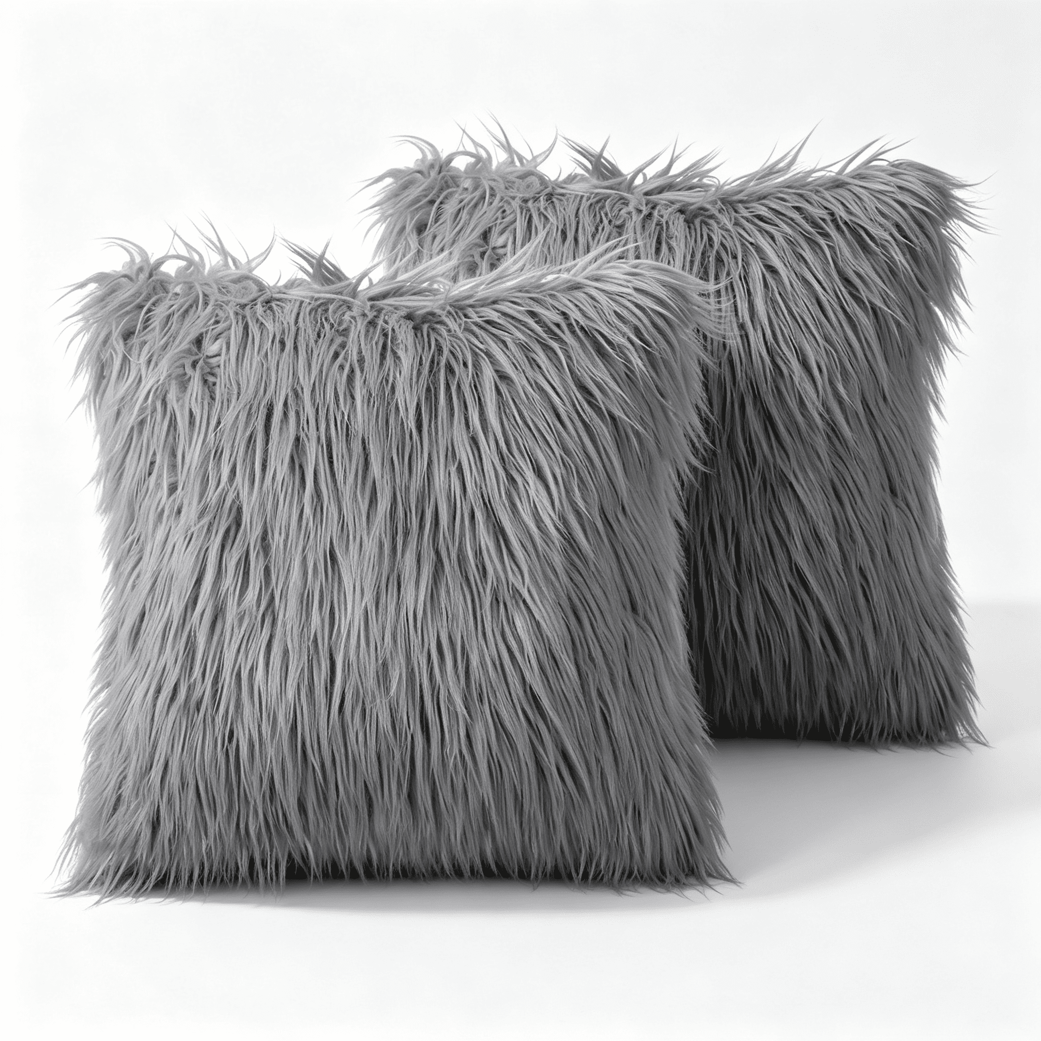 Phantoscope 18" x 18" 2-Pack Faux Fur Decorative Throw Pillows, Plush Cushions with Inserts for Couch, Bed, Chair, Dark Gray