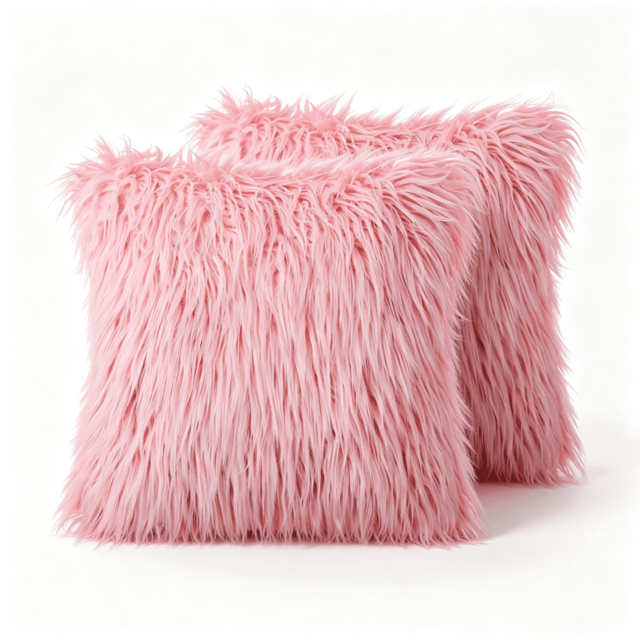 Phantoscope 18" x 18" 2-Pack Faux Fur Decorative Throw Pillows, Plush Cushions with Inserts for Couch, Bed, Chair, Light Pink