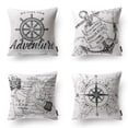 thumbnail image 1 of Phantoscope 18" x 18" Coastal, Modern, Contemporary, Transitional White Navigation Polyester Throw Pillow , ( 4 Count), 1 of 4