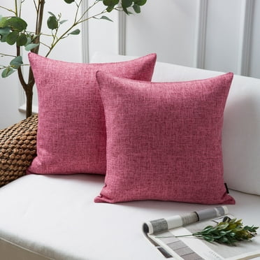 Phantoscope 18" x 18" Farmhouse, Rustic, Traditional Pink Texture Polyester Throw Pillow , ( 2 Count)