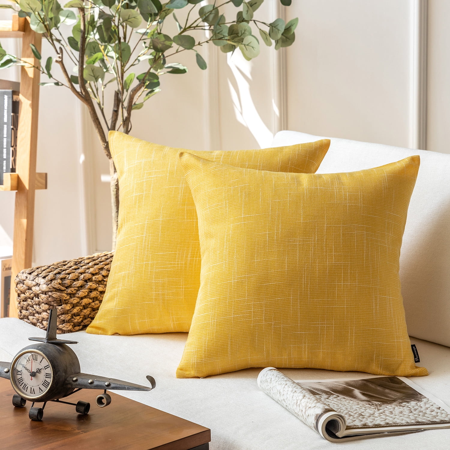 Yellow farmhouse shop pillows