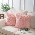thumbnail image 1 of Phantoscope 18" x 18" Faux Fur-Pink Polyester Decorative Pillow Cover, (2 Count), 1 of 3