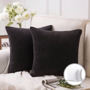 Phantoscope 18 x 18 Modern Black Striped Polyester Throw Pillow, 2 Count