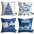 thumbnail image 1 of Christmas Embroidered Decorative Series Throw Pillow Covers, Navy, 18" x 18", Set of 4, 1 of 6