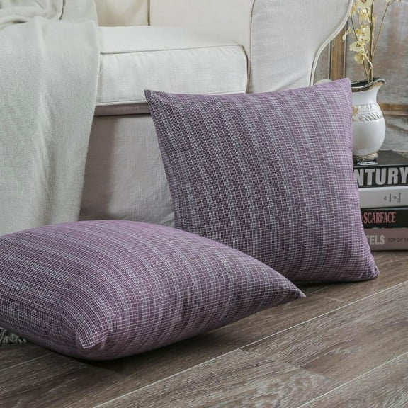 Phantoscope 18" x 18" Modern, Contemporary, Transitional Black Plaid Polyester Throw Pillow , ( 2 Count)