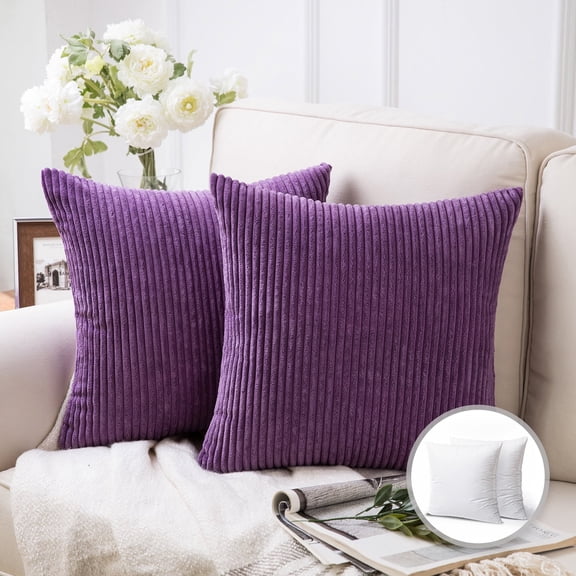 Phantoscope 18" x 18" Modern, Contemporary, Transitional Purple Polyester Throw Pillow, (2 Count)