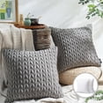 thumbnail image 1 of Phantoscope 18" x 18" Modern, Luxury Dark Gray Chevron Velvet, Polyester Throw Pillow , ( 2 Count), 1 of 6