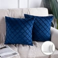 thumbnail image 1 of Phantoscope Pleated Velvet Pillow Covers, 18x18 Inch Set of 2, Square Decorative Throw Pillow Cases for Couch & Bed, Luxury Soft Cushion Covers, Navy Blue, 1 of 6