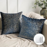 Phantoscope 18" x 18" Modern Navy Gilding Polyester Throw Pillow , ( 2 Count)