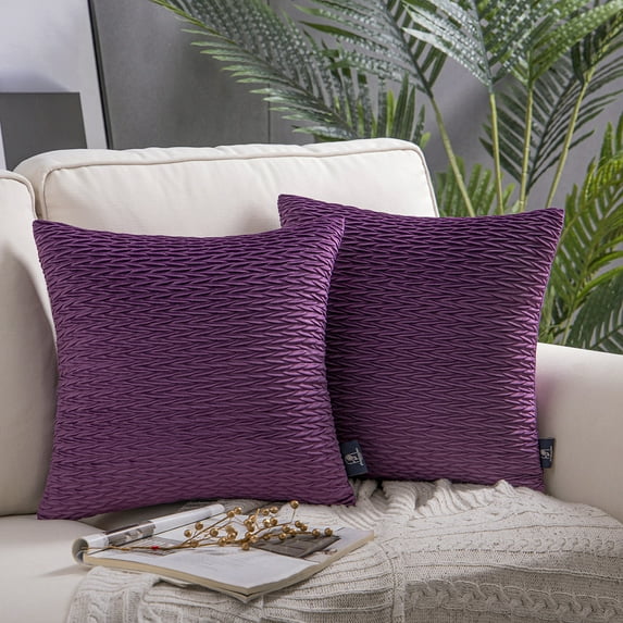 Phantoscope 18" x 18" Modern Purple Chevron Polyester Throw Pillow , ( 2 Count)