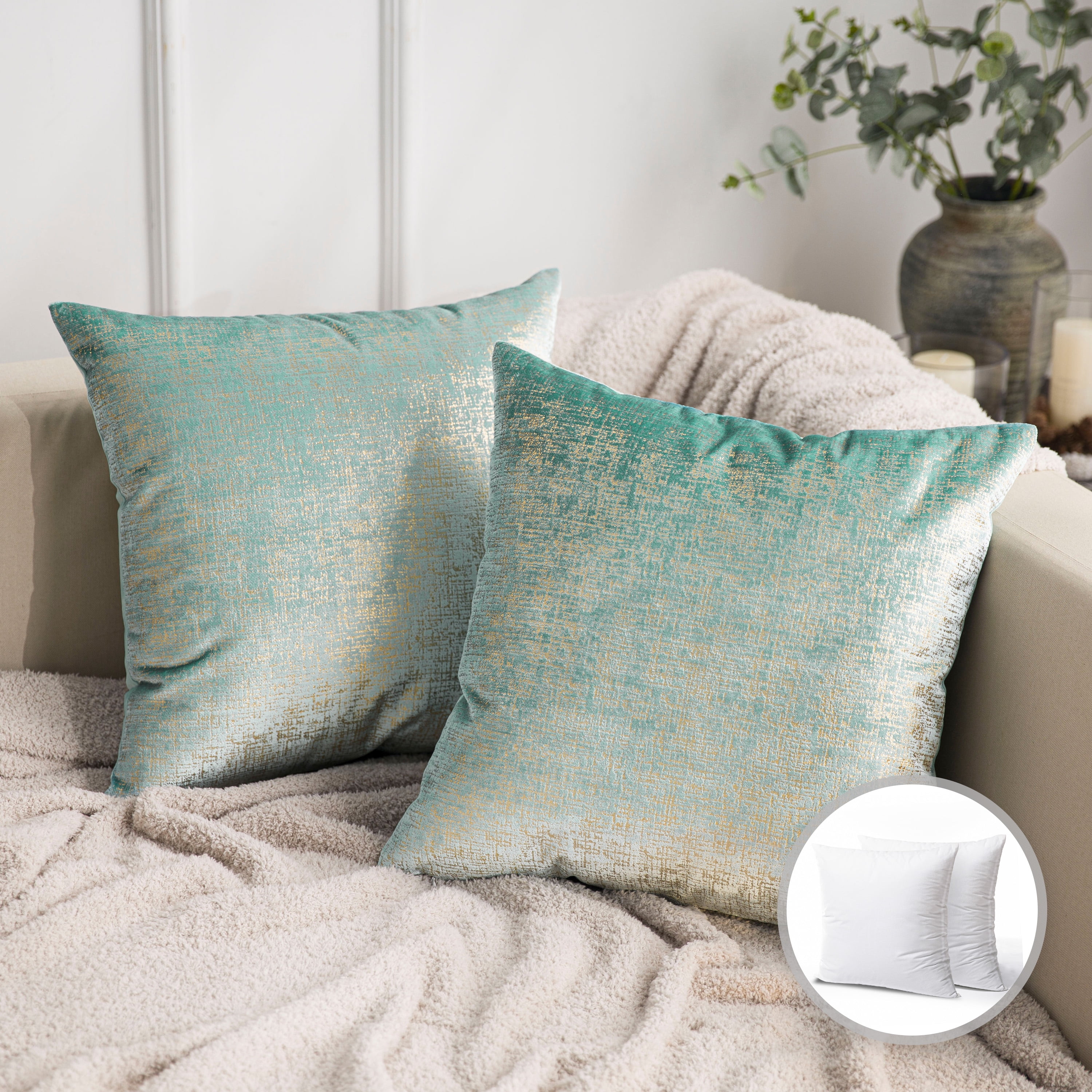 Turquoise and gold pillows 2025