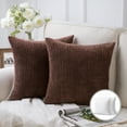 thumbnail image 1 of Phantoscope 18" x 18" Modern and Contemporary and Transitional Brown Striped Polyester Throw Pillow, (2 Count), 1 of 6