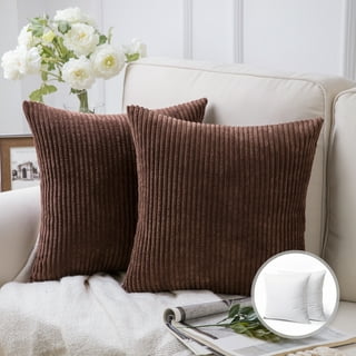 Decmode Large Square Brown Faux Fur Throw Pillow, 24 x 24