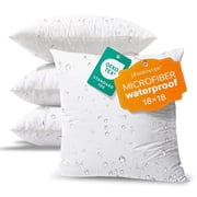 Phantoscope 18 x 18 in White Polyester Microfiber Outdoor Throw Pillow Inserts, Waterproof, 4 Pack