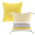 thumbnail image 1 of Phantoscope 18" x 18" Yellow Striped Velvet Polyester Decorative Throw Pillow, Strong Zipper 2 Count, 1 of 7