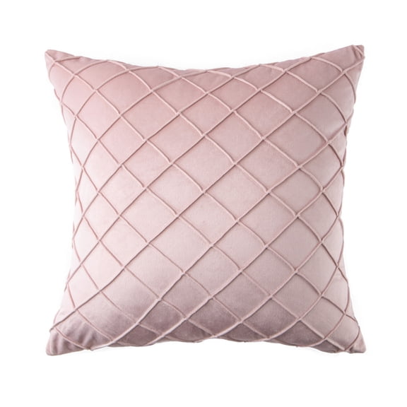 Phantoscope 18"x18" Velvet Pleated Checker Decorative Pillow, Blush Pink