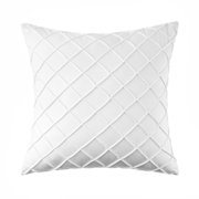 Phantoscope 18"x18" Velvet Pleated Checker Decorative Pillow, Ivory