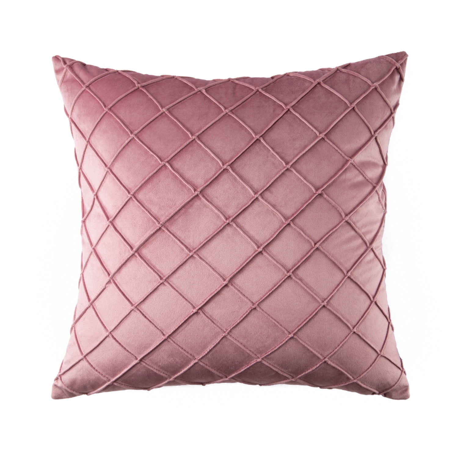 Phantoscope 18"x18" Velvet Pleated Checker Decorative Pillow, Pink