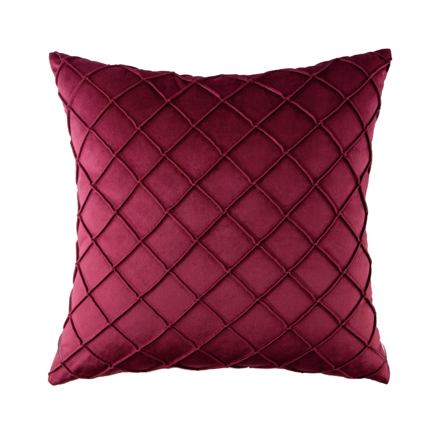 Phantoscope 18"x18" Velvet Pleated Checker Decorative Pillow, Red