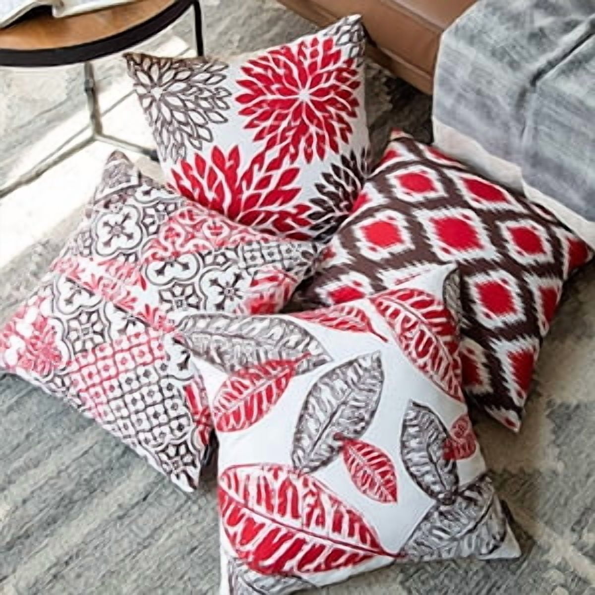 Phantoscope 18x18 Decorative Throw Pillow Covers, Red, Set of 4