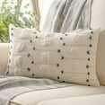 thumbnail image 1 of Phantoscope Boho Woven Tufted Series Decorative Throw Pillow, 12" x 20", White/Black, 1 Pack, 1 of 4