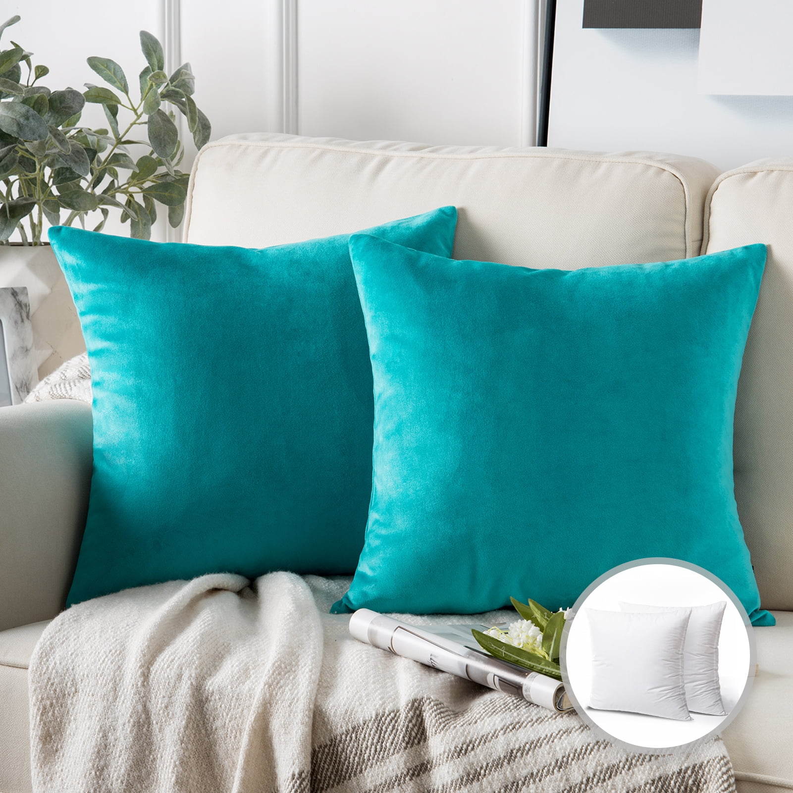 Phantoscope 20" x 12" Modern Light Gray Polyester Throw Pillow , ( 2 Count)