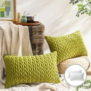 Phantoscope 20" x 12" Modern, Luxury Green Chevron Polyester Throw Pillow ,  2 Count